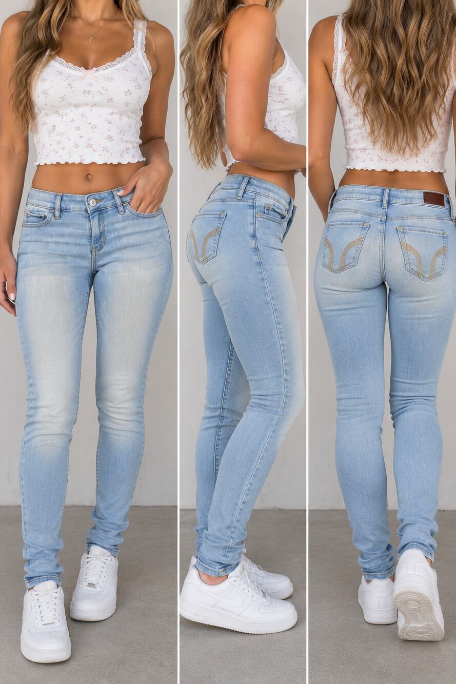 Hollister Womens 5S W27 L28 Low Rise Super Skinny Jeans Light Wash Stretch